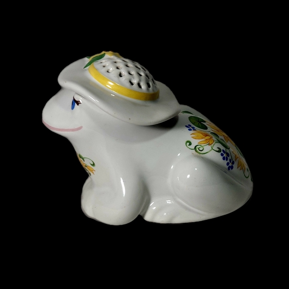 VTG Avon Frog Pomander Sachet Yellow Floral Scent Diffuser Holder - Picture 5 of 11